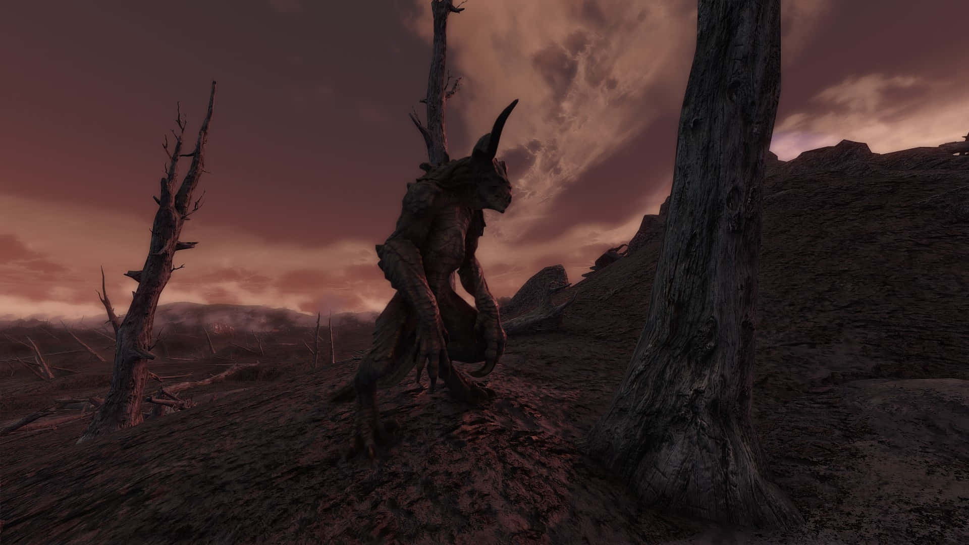Fearsome Deathclaw in its natural habitat Wallpaper