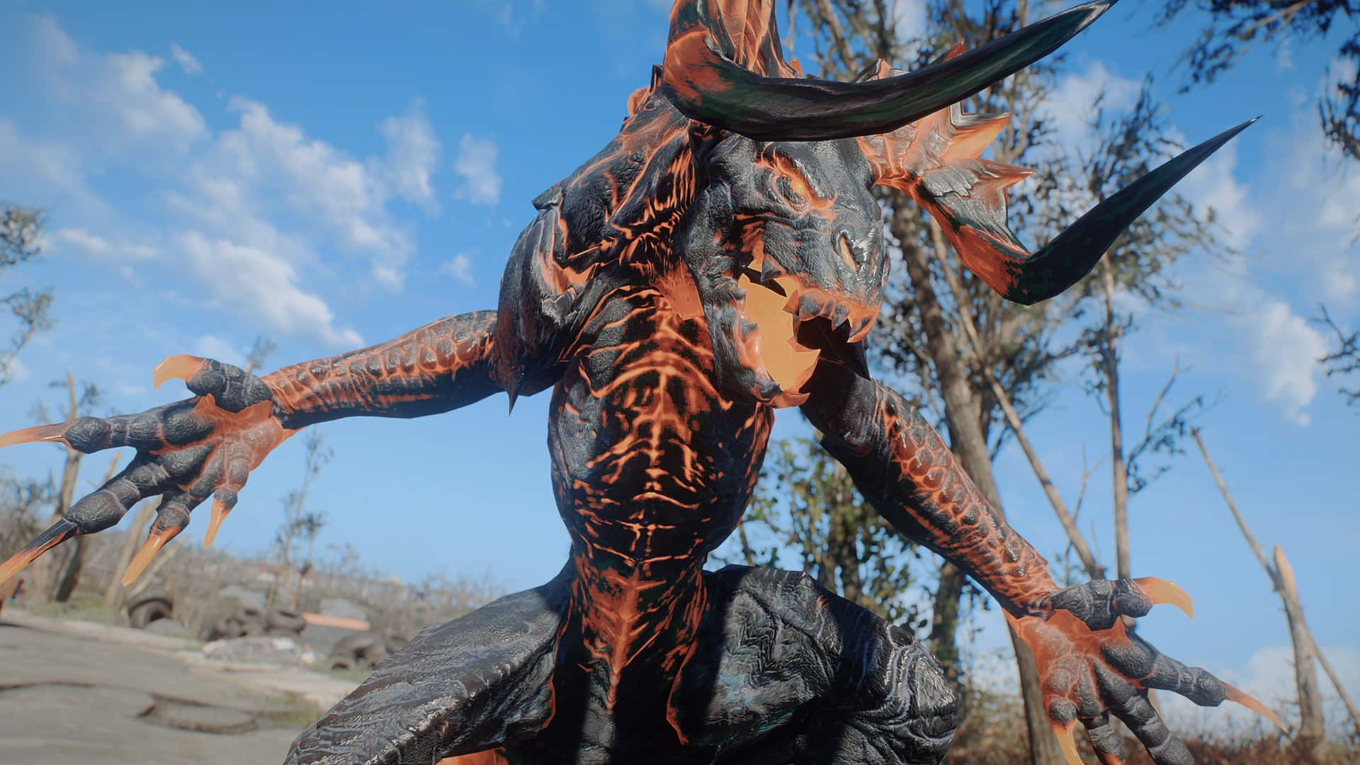 Deathclaw in its terrifying glory, ready to unleash chaos Wallpaper