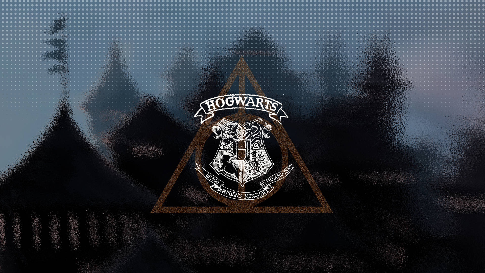 Deathly Hallows And Hogwarts Aesthetic Logo Wallpaper
