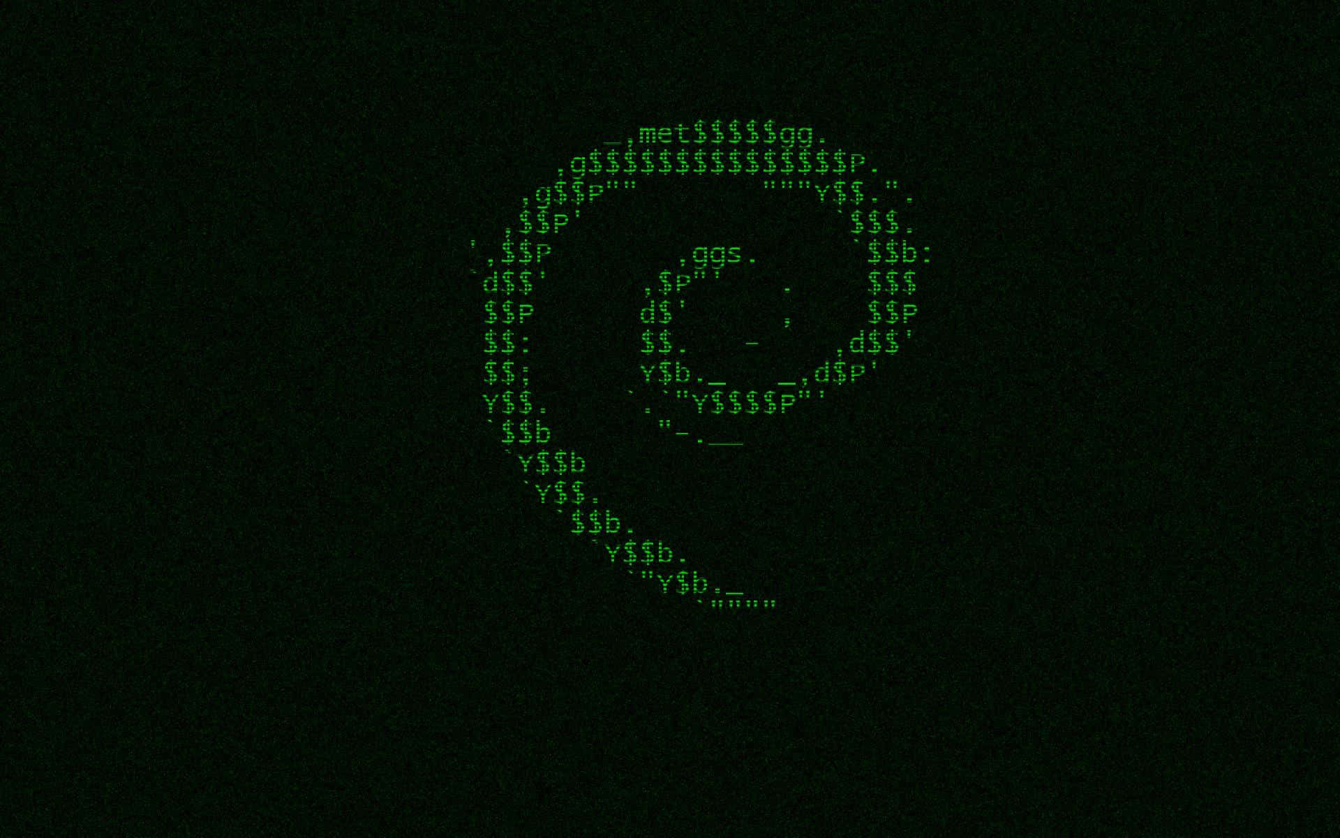 Debian Logo A S C I I Art Greenon Black Wallpaper