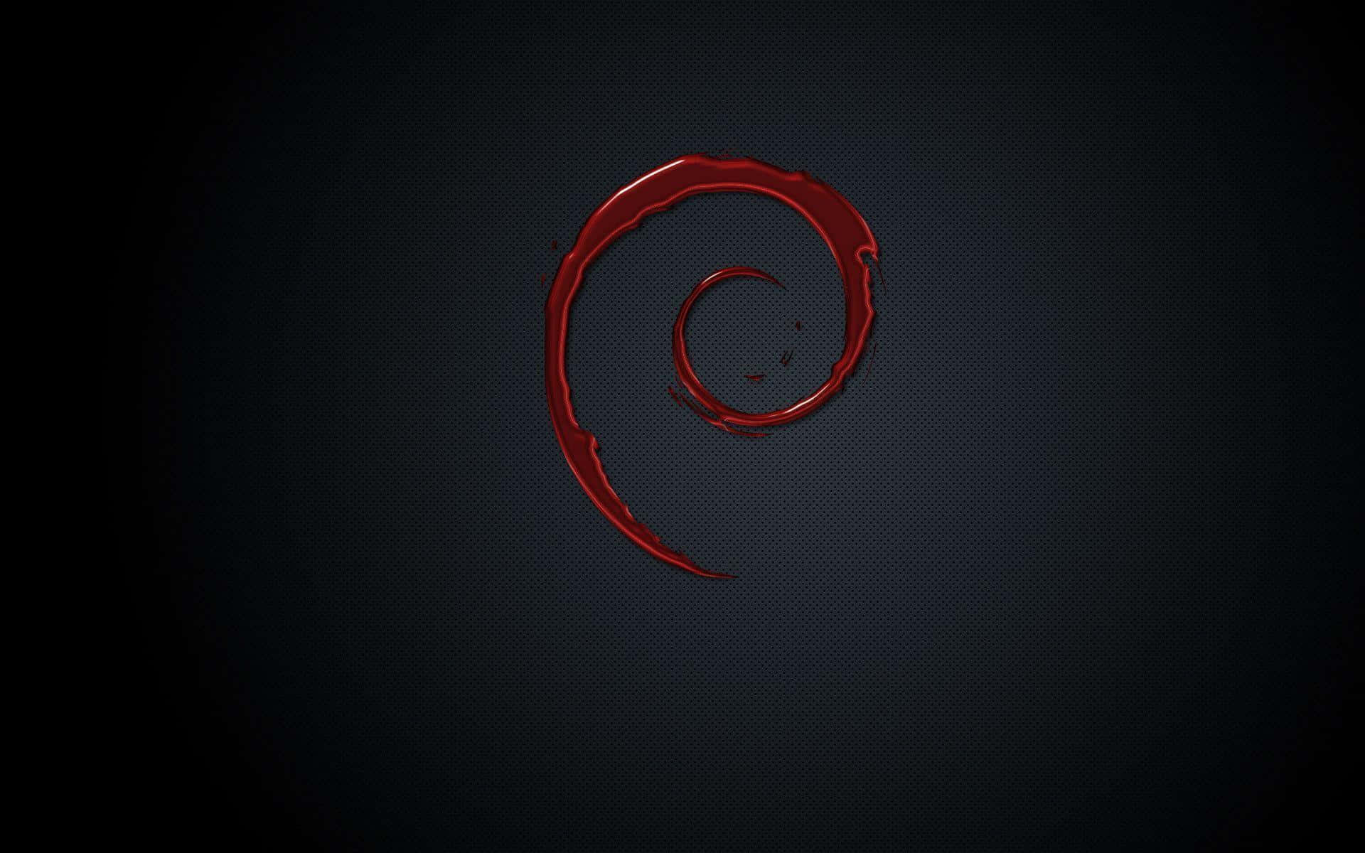 Debian Red Swirl Logo Dark Background Wallpaper