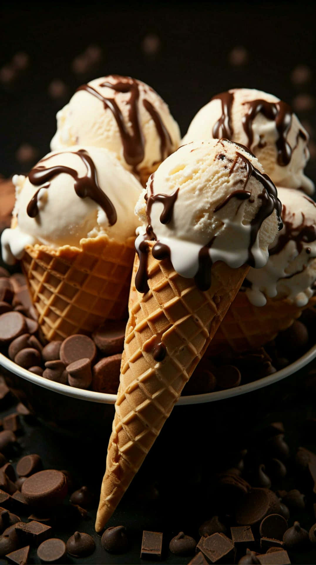 Cone Es Krim Cokelat Yang Mewah Wallpaper