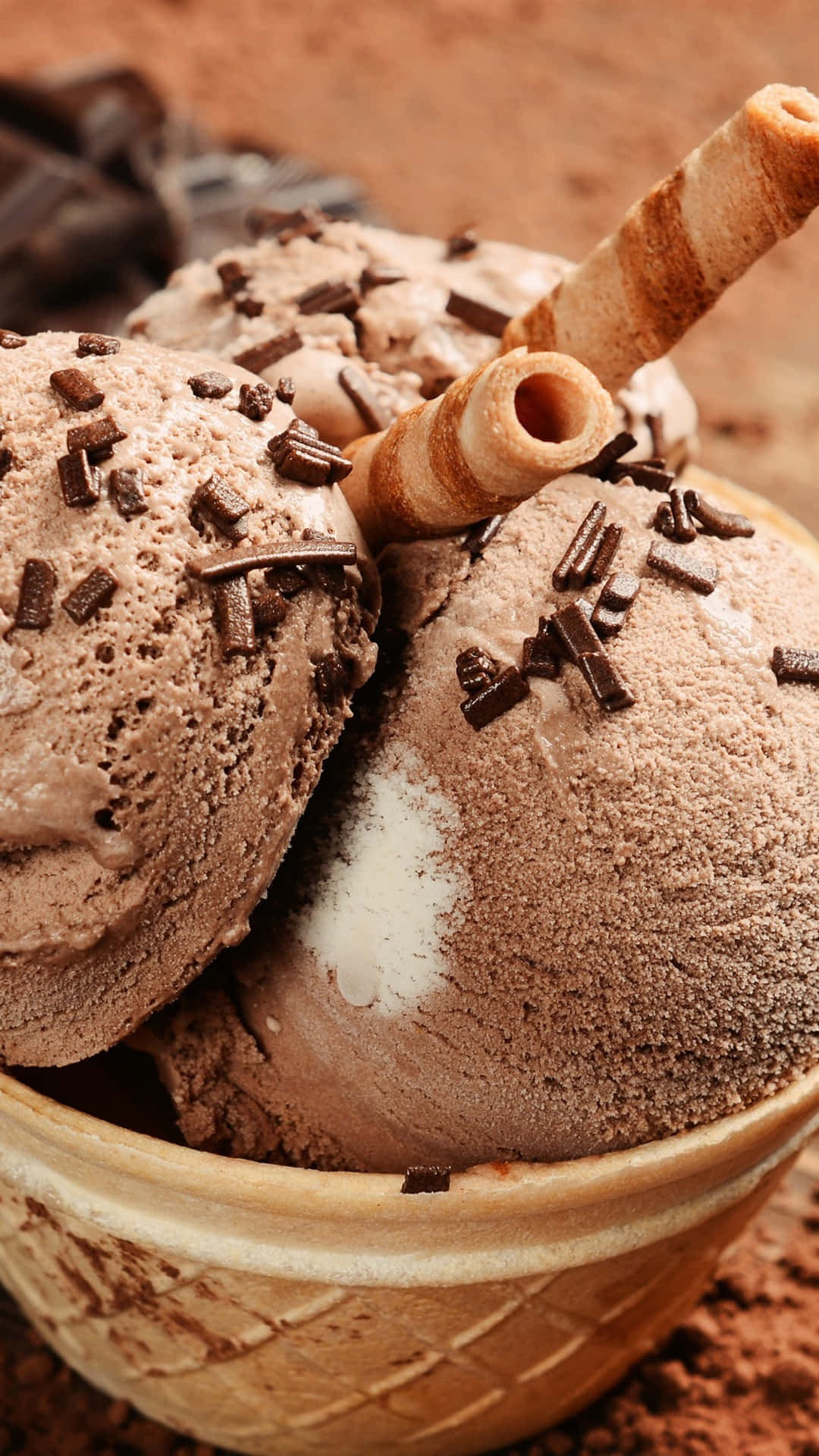 Makanan Penutup Es Krim Cokelat Yang Mewah Wallpaper