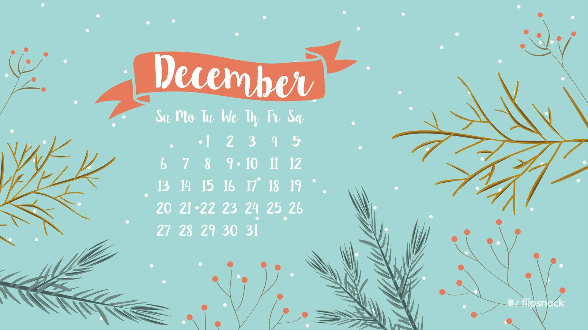 December Blue Calendar Wallpaper