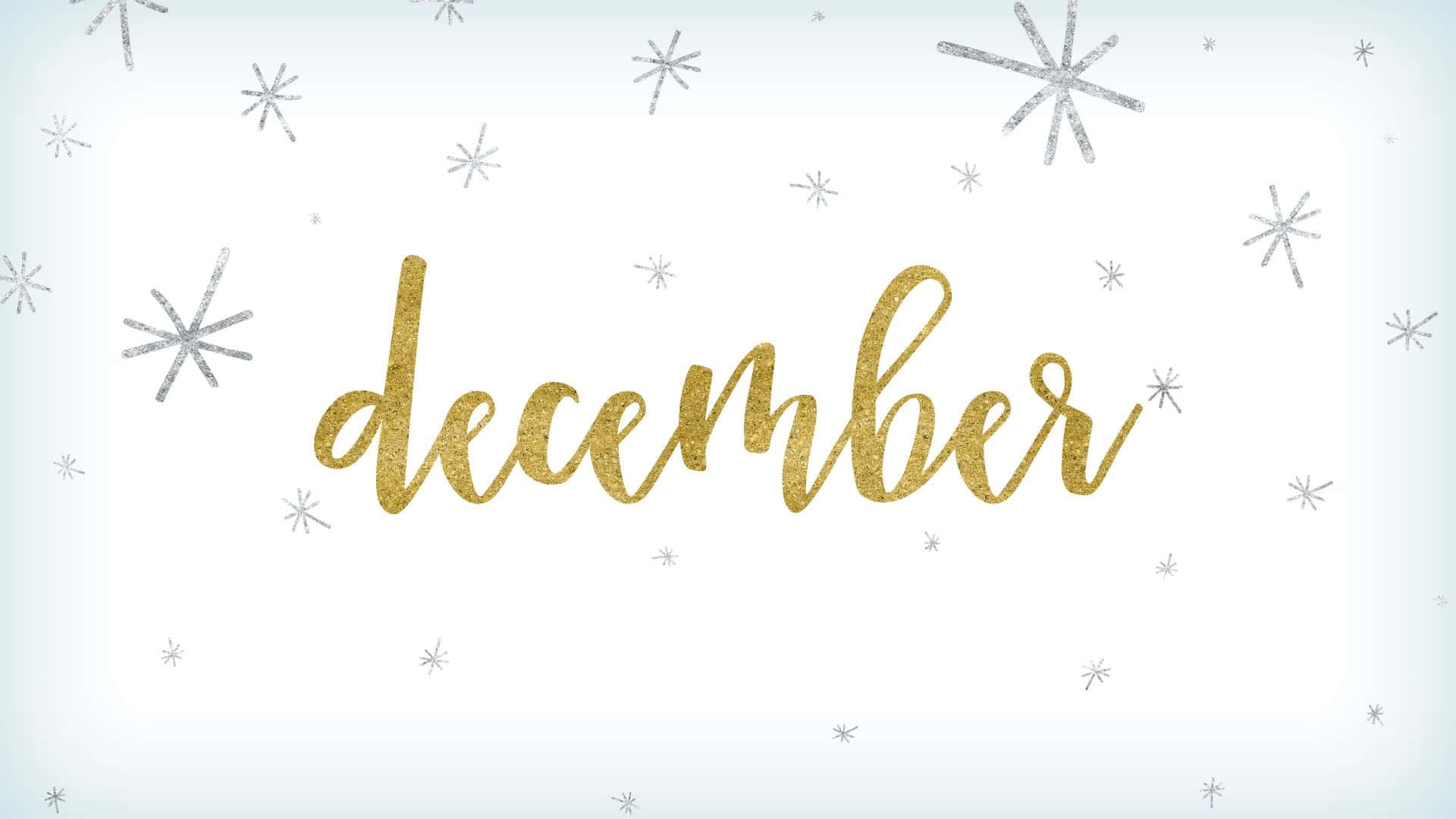 December Glitter Text Snowflakes Background Wallpaper