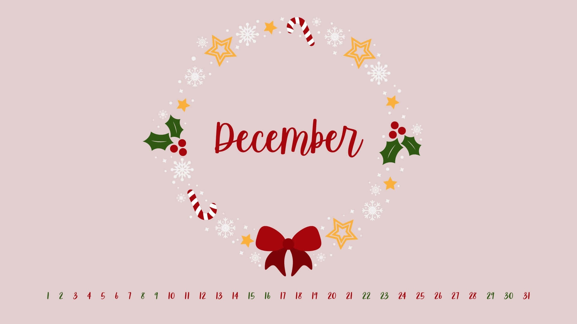 December Holiday Calendar Desktop Background Wallpaper