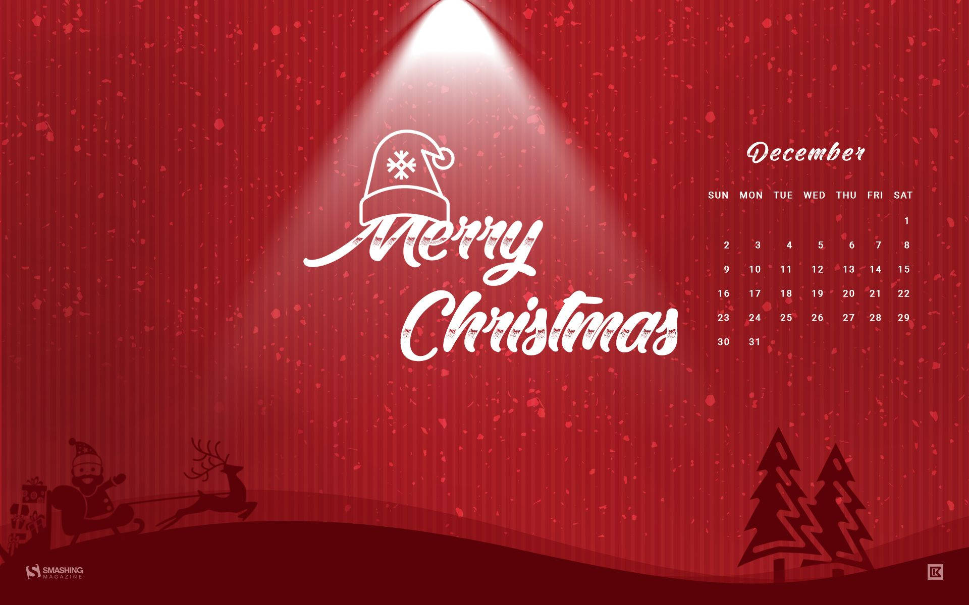 December Red Christmas Calendar Wallpaper