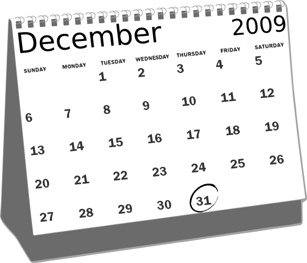 December2009 Calendar Clipart PNG