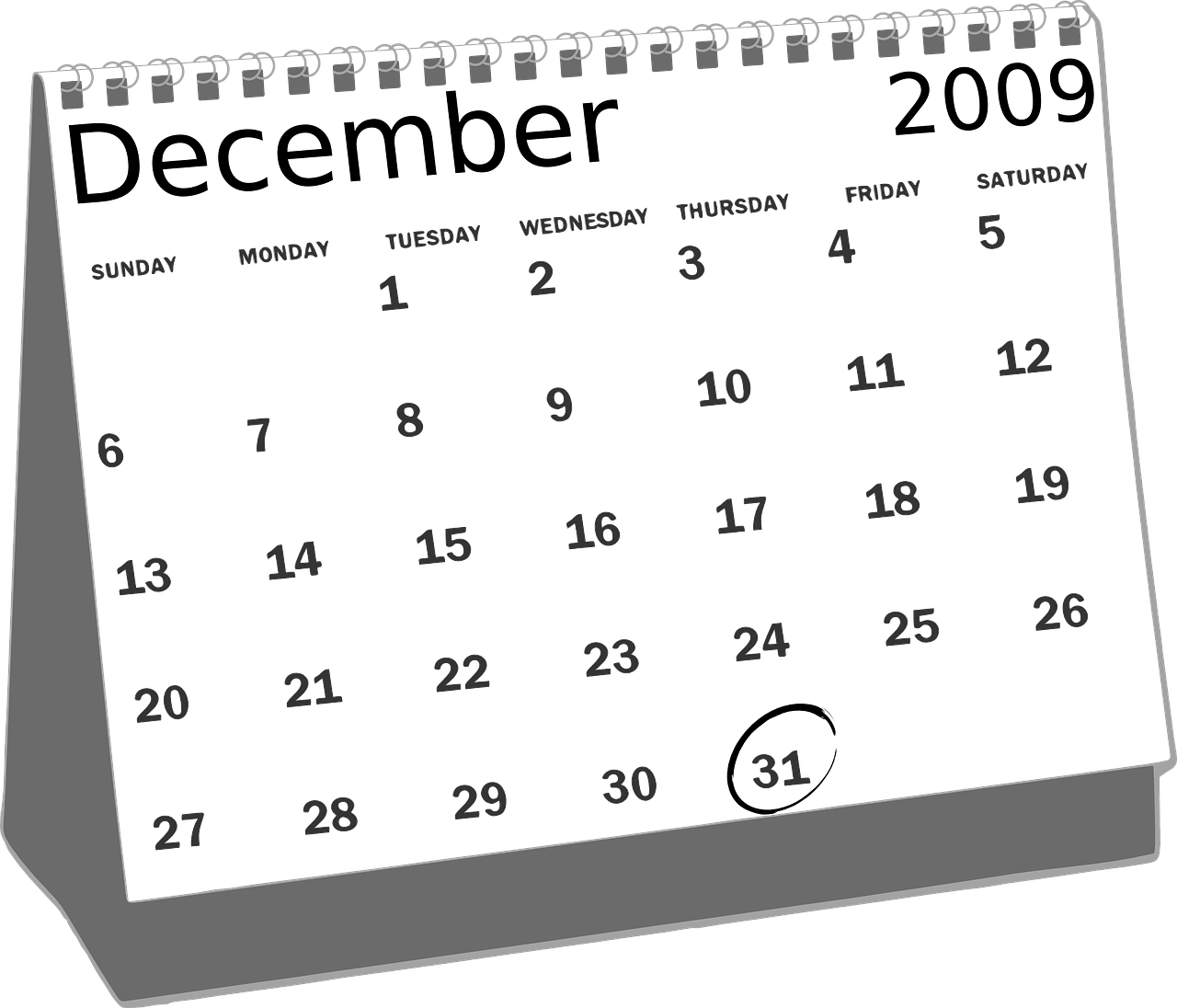 December2009 Calendar Clipart PNG