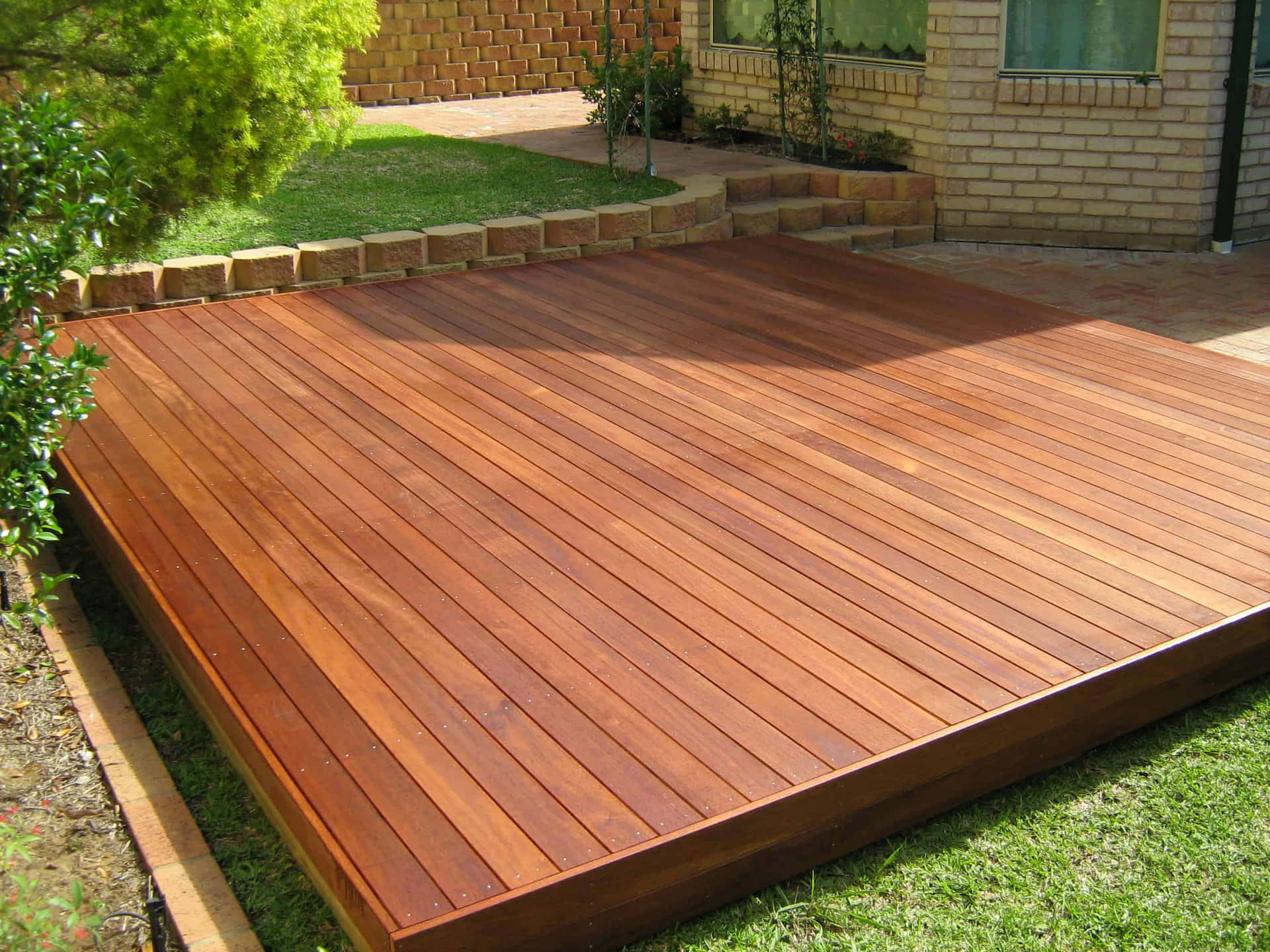 Stylish Wooden Deck with Outdoor Seating Area