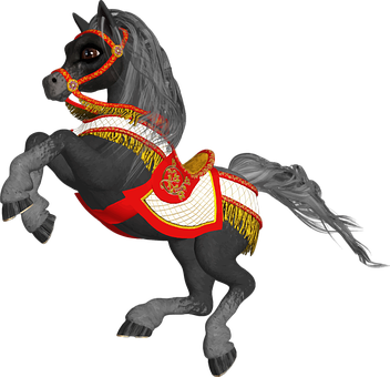 Decorated Carousel Horse Illustration PNG