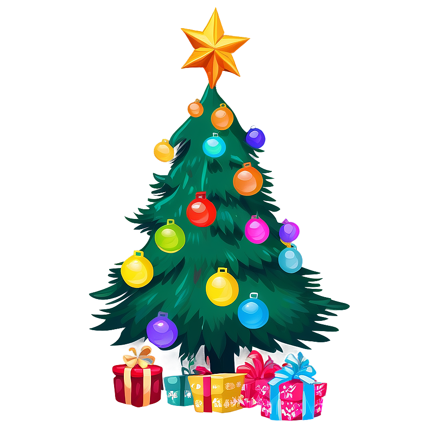 Decorated Cartoon Christmas Tree Png Bgn60 PNG