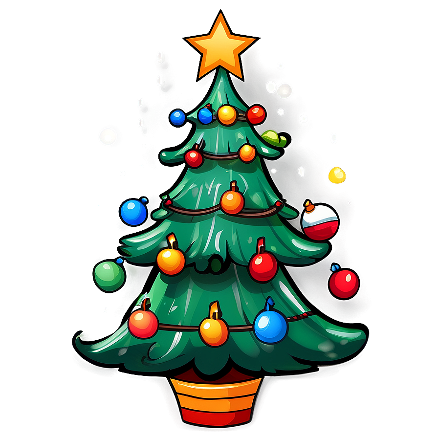 Decorated Cartoon Christmas Tree Png Obl77 PNG