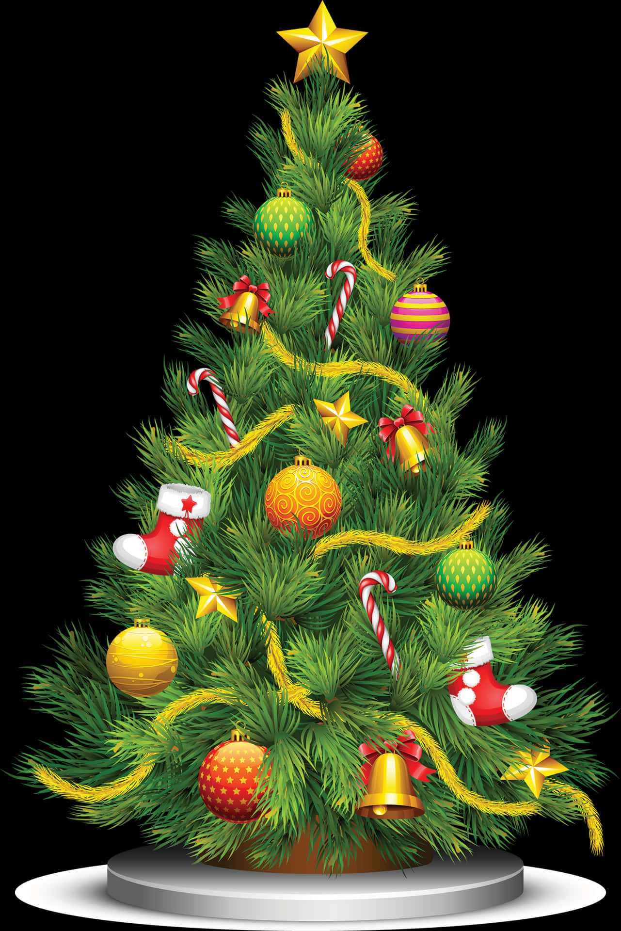 Decorated Christmas Tree Illustration.jpg PNG
