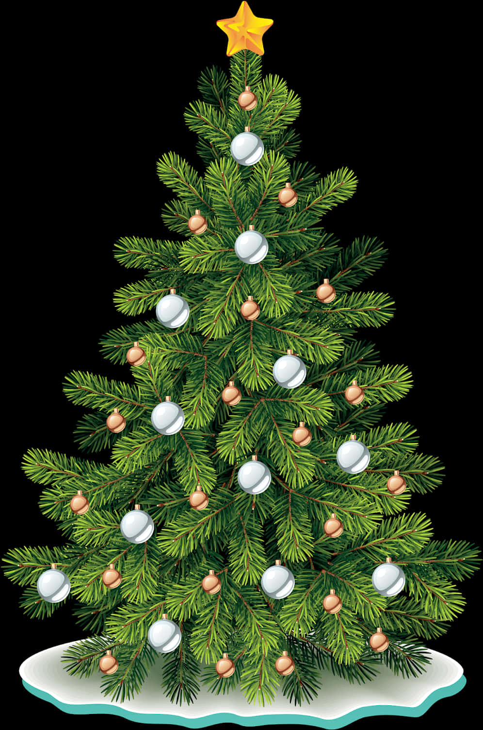 Decorated Christmas Tree Illustration PNG