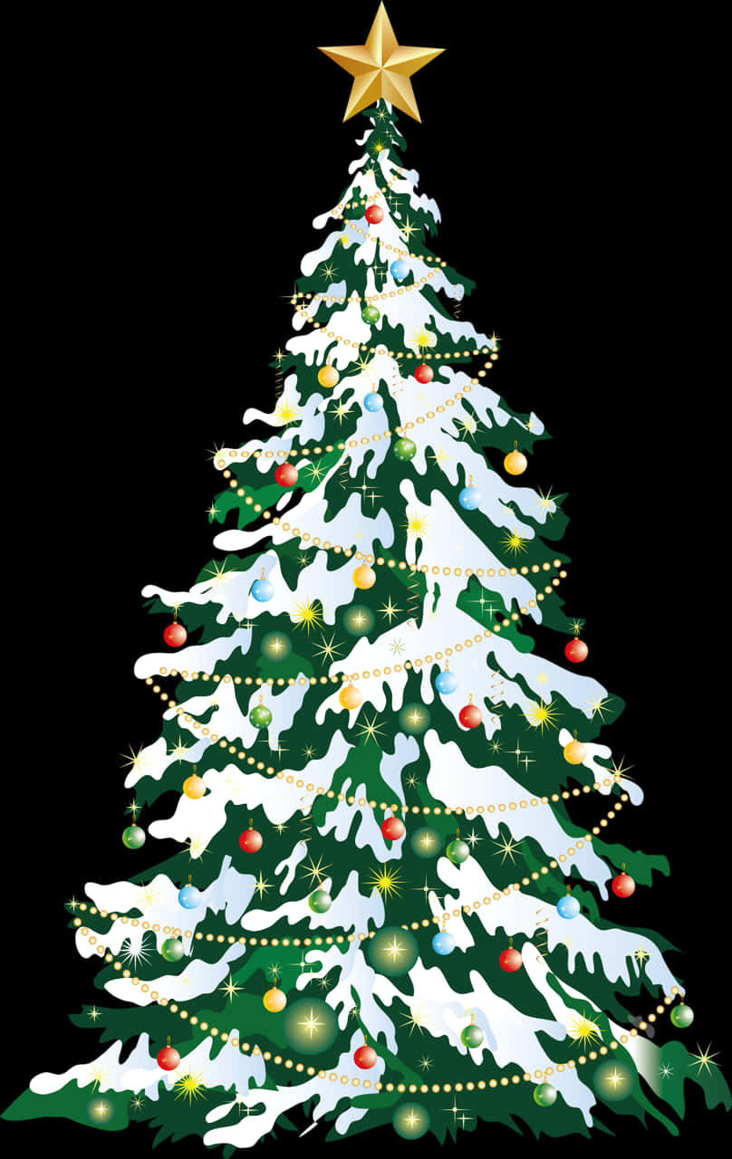 Download Decorated Christmas Tree Illustration | Wallpapers.com