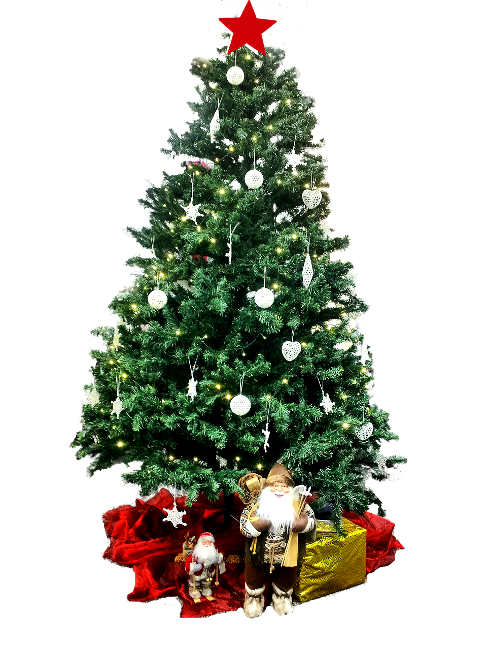 Decorated Christmas Treewith Santa Figurines PNG
