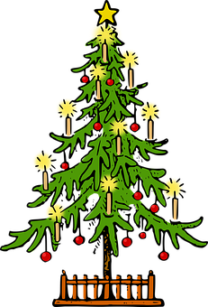 Decorated Christmas Treewith Starand Candles PNG