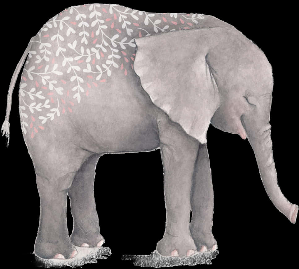 Decorated Elephant Illustration PNG