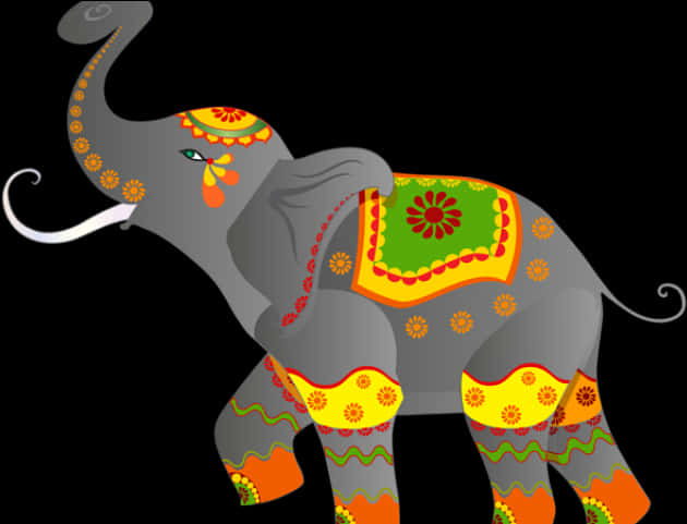 Decorated Elephant Illustration PNG