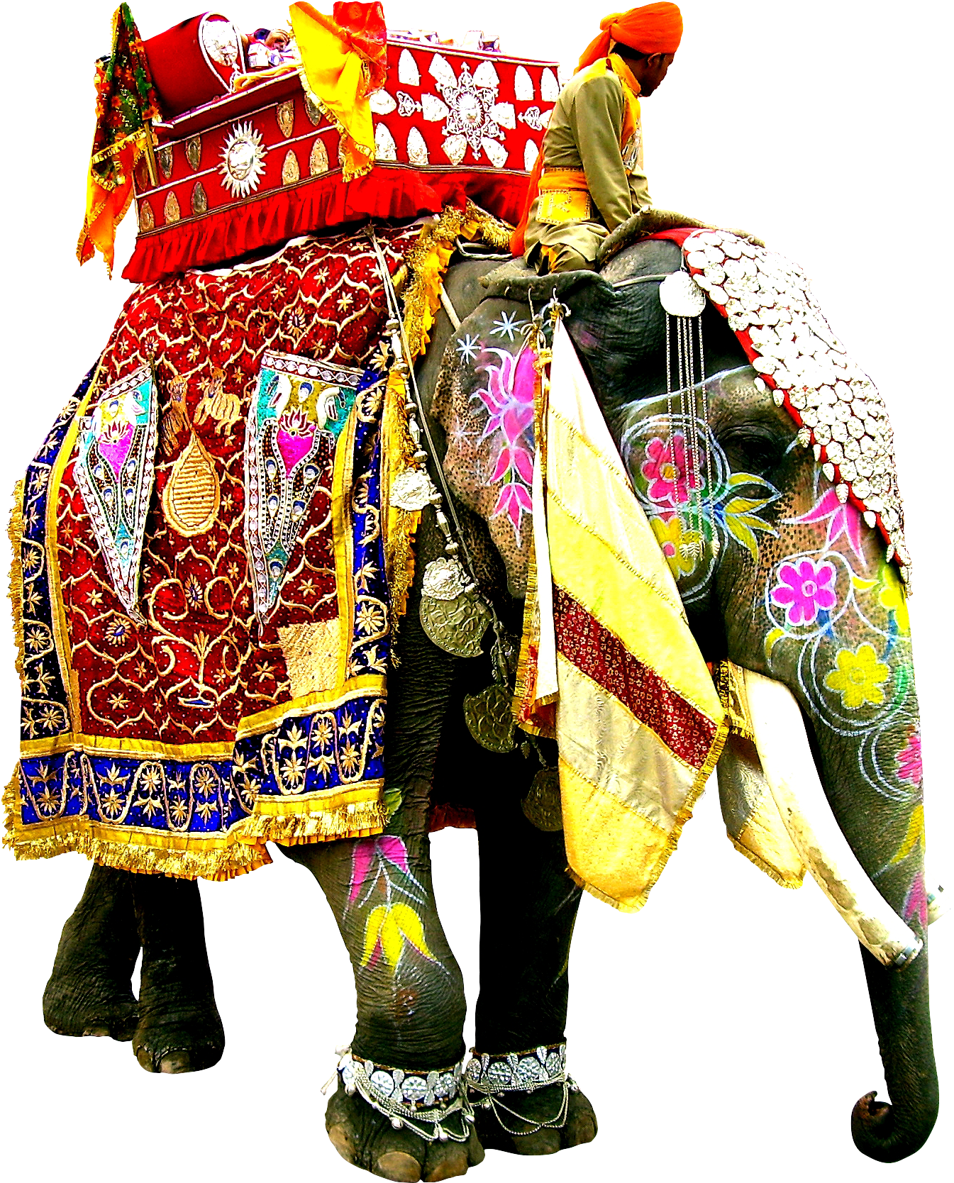 Decorated Festival Elephantwith Rider PNG