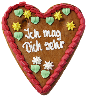 Decorated Gingerbread Heartwith Message PNG