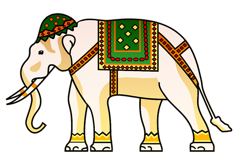Decorated Indian Elephant Illustration PNG