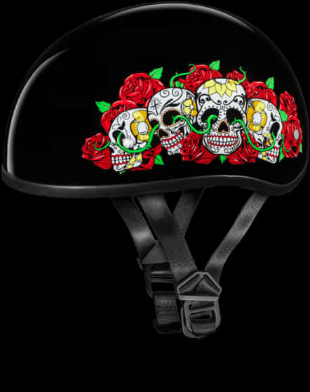 Decorated Skull Motorcycle Helmet PNG