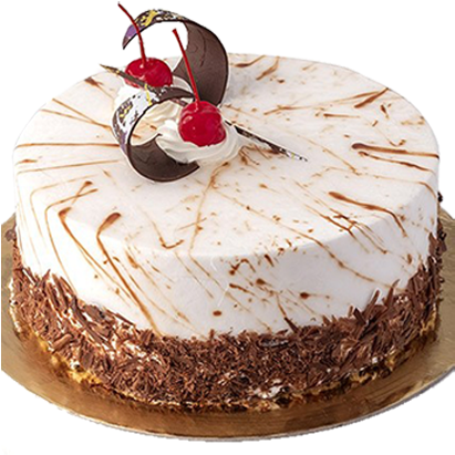 Decorated White Chocolate Cakewith Cherries PNG