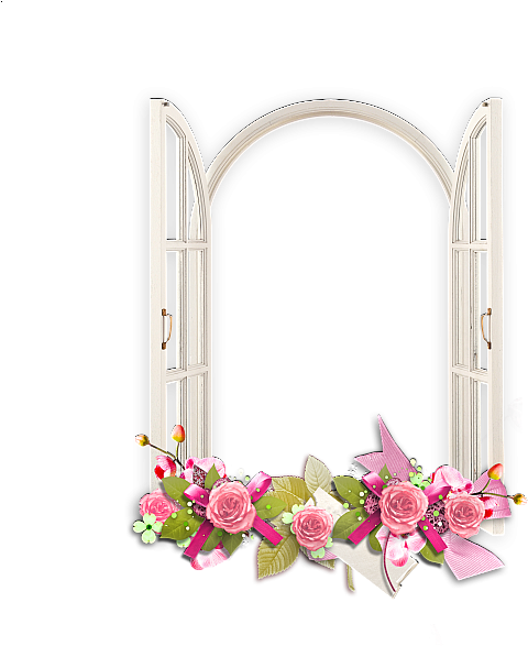 Decorative Arch Photo Framewith Flowers PNG
