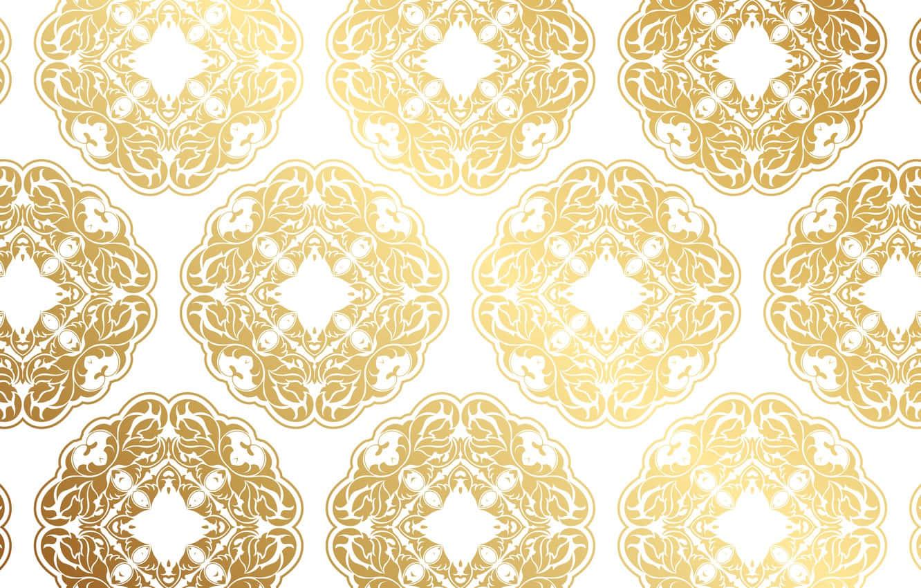 Gold Ornate Pattern On White Background