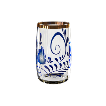 Decorative Blue Pattern Glass Tumbler PNG