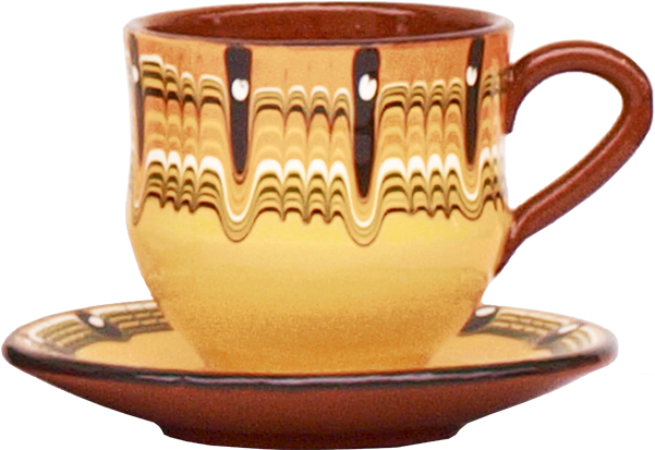 Decorative Brownand Yellow Tea Cup PNG