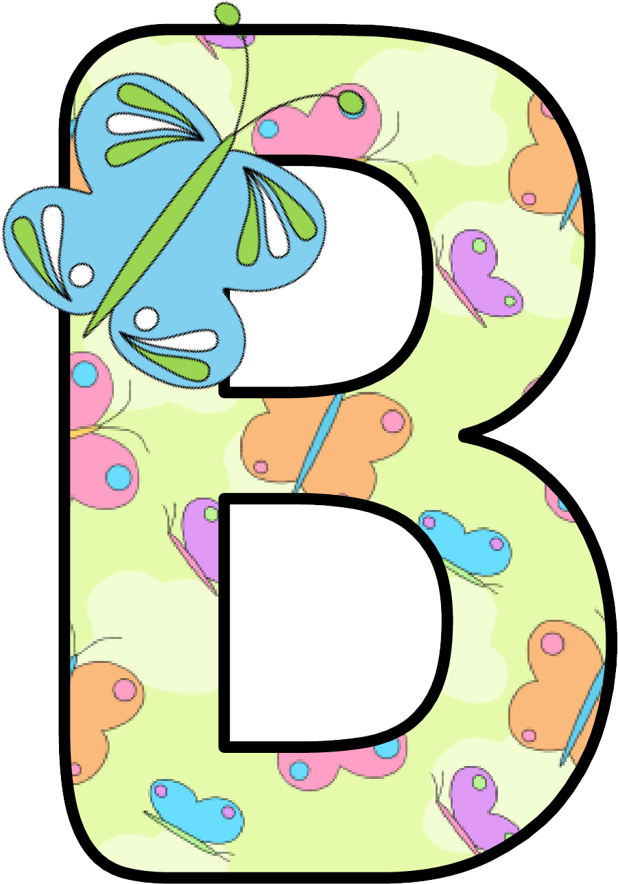 Decorative Butterfly Pattern Letter B PNG