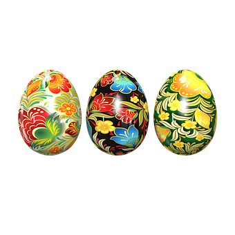 Decorative Easter Eggs Floral Patterns PNG
