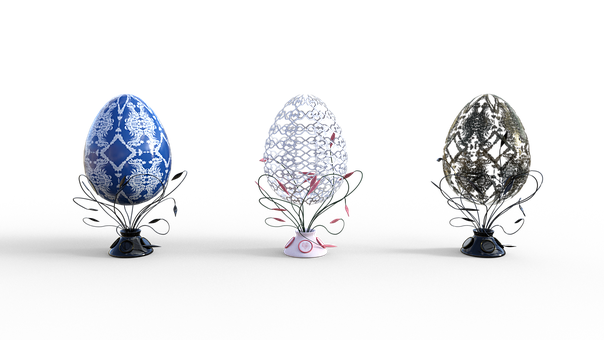 Decorative Eggs Trioon Black Background PNG