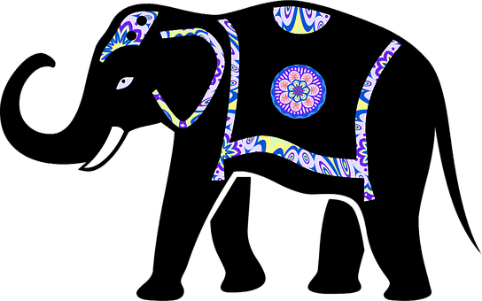 Decorative Elephant Silhouette Art PNG