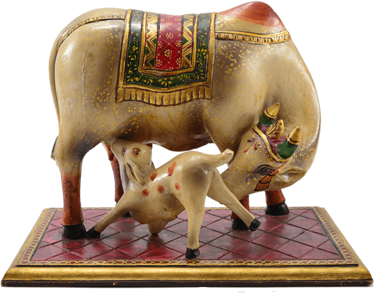 Decorative Elephantand Calf Figurines PNG