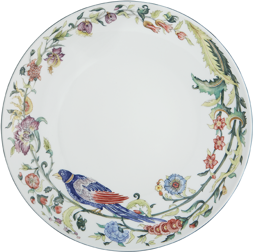 Decorative Floral Bird Plate PNG