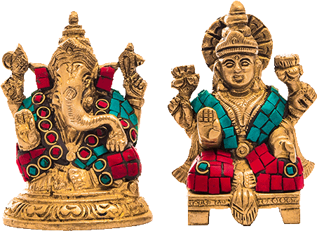 Decorative Ganeshand Lakshmi Statues PNG