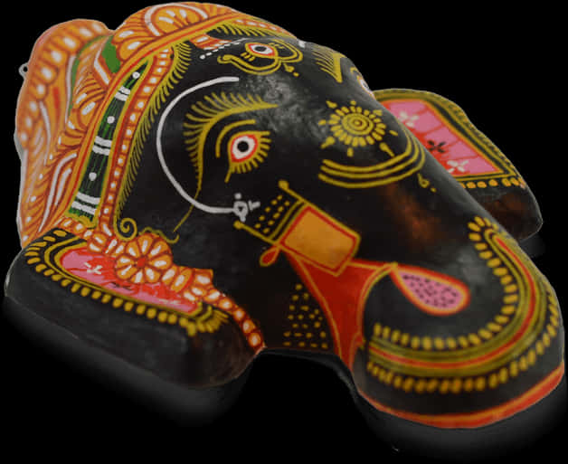 Decorative Ganpati Elephant Head Art PNG