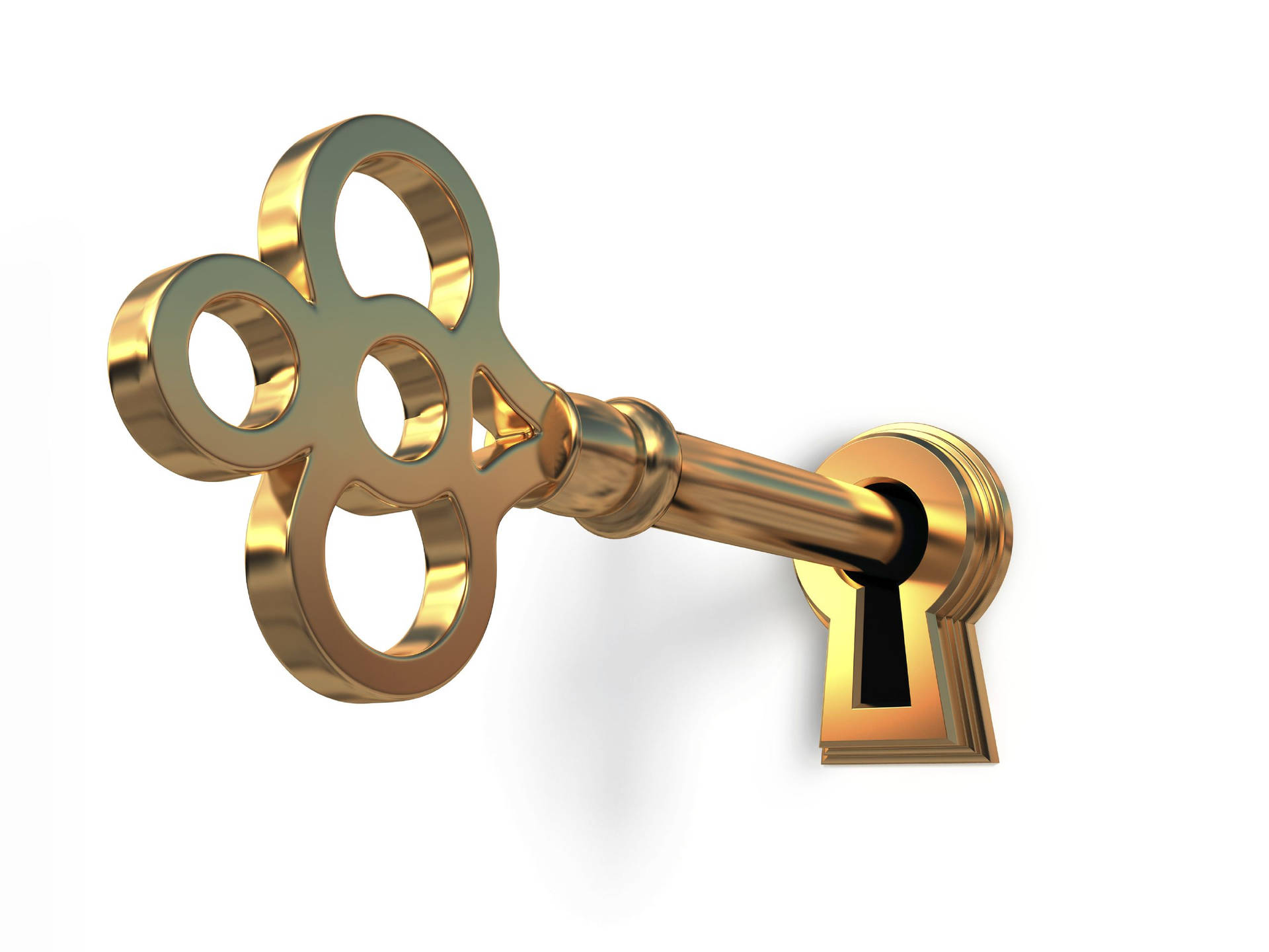 Decorative Golden Key In Keyhole Wallpaper