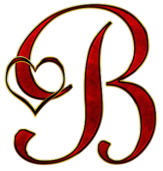 Decorative Letter Bwith Heart PNG
