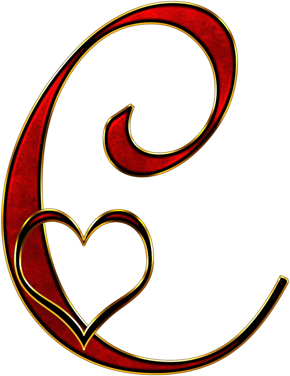 Decorative Letter Cwith Heart PNG