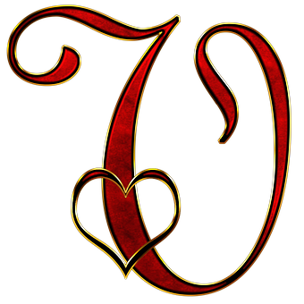 Decorative Letter Dwith Heart PNG