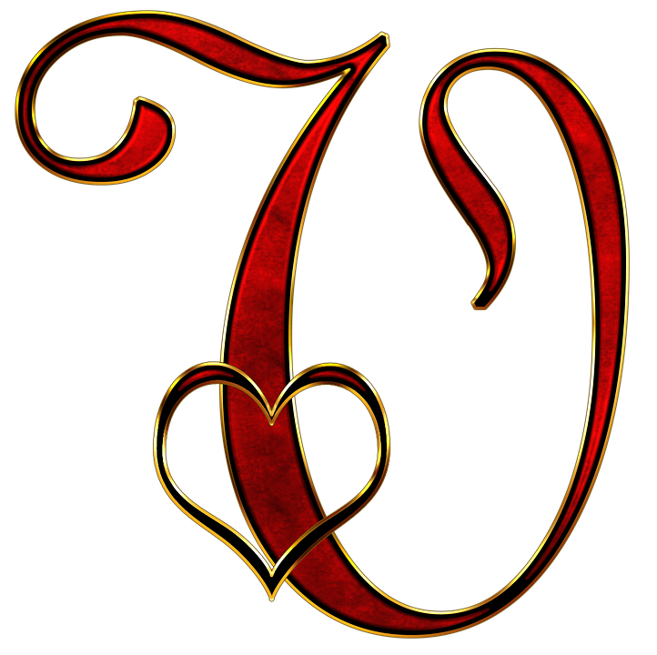 Decorative Letter Dwith Heart PNG