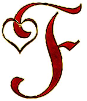 Decorative Letter Fwith Heart Design PNG