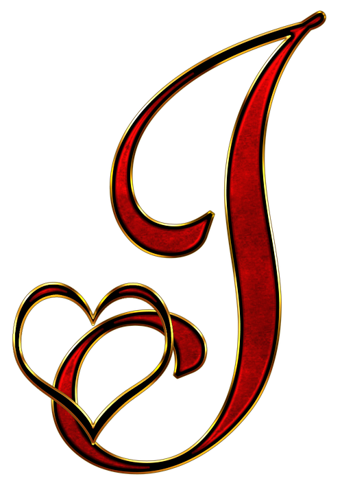 Decorative Letter Jwith Heart PNG