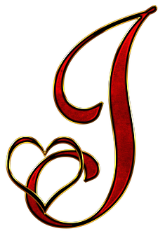 Decorative Letter Jwith Heart PNG