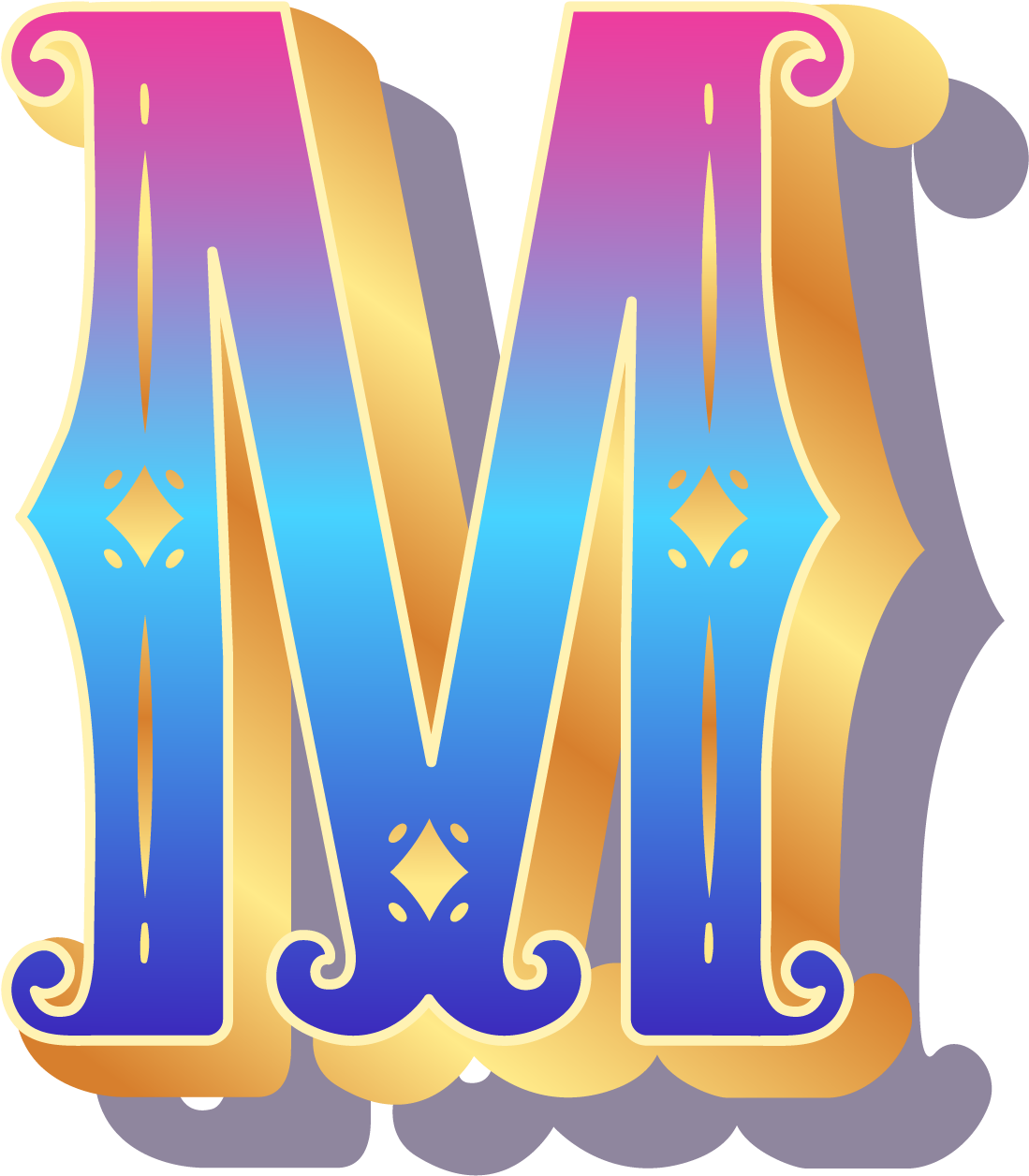 Decorative Letter M Illustration PNG